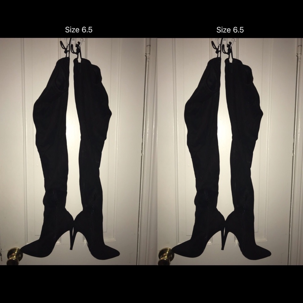 Thigh high black heels